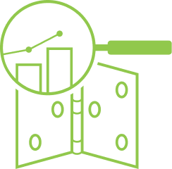 icon of a microscope over a hinge